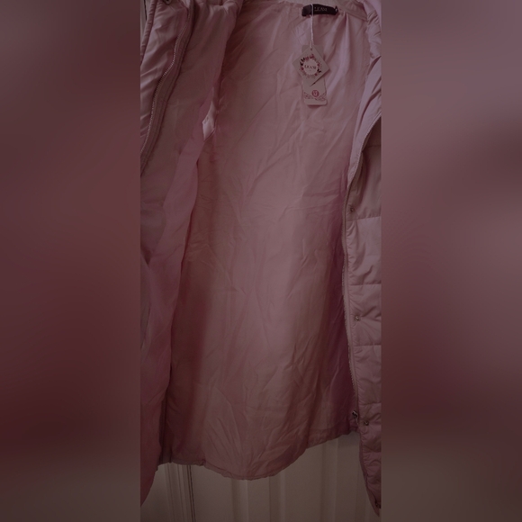 Leani Women's Light/Blush Pink Hooded Puffer Coat/Long Vest - Size Medium - Picture 6 of 12